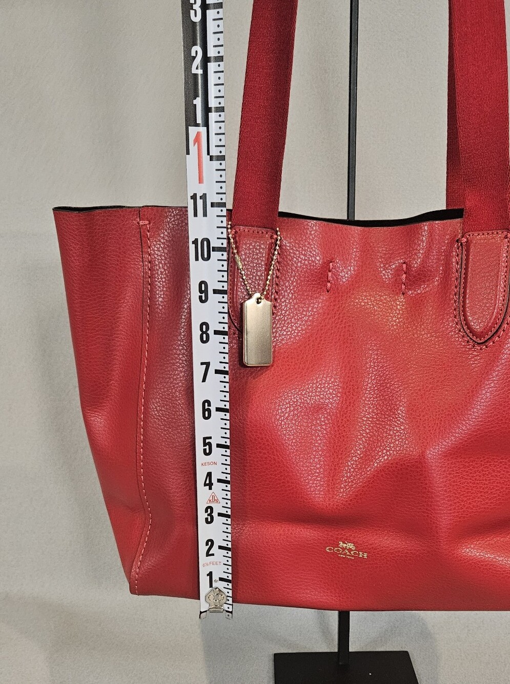 Coach Derby Cherry Red Leather Tote - Picture 15 of 16